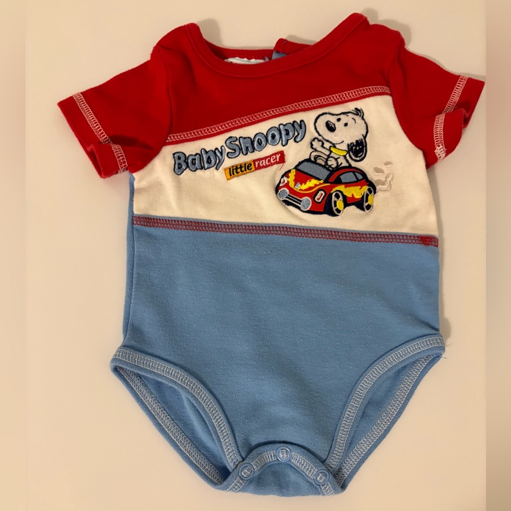 Peanuts Baby Snoopy Red and Blue Bodysuit